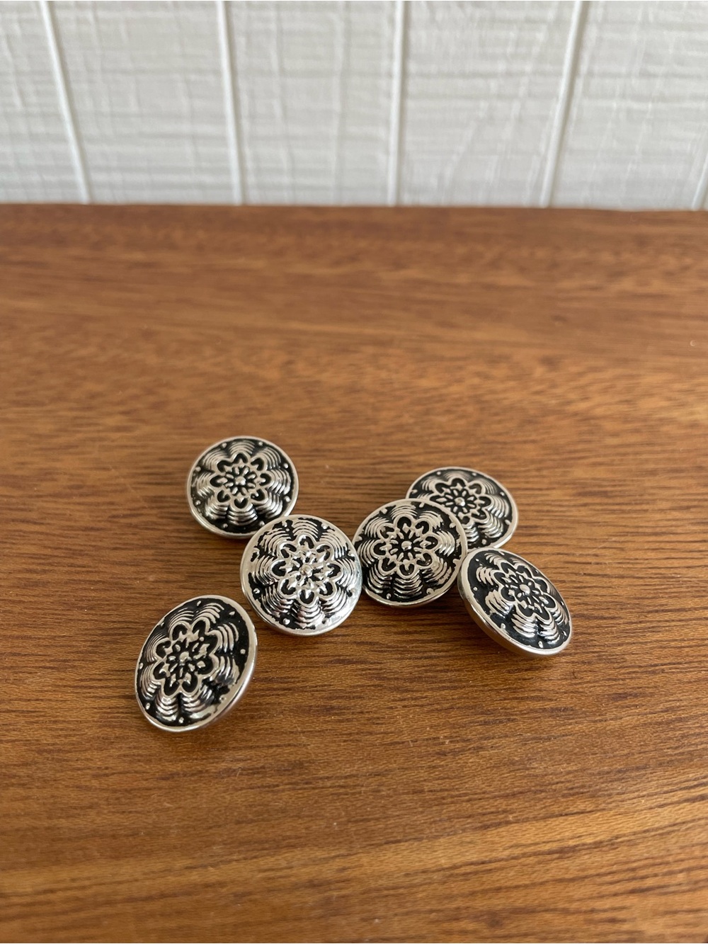 Susan Bristol Ltd Vintage Metal Buttons - 6 Matching